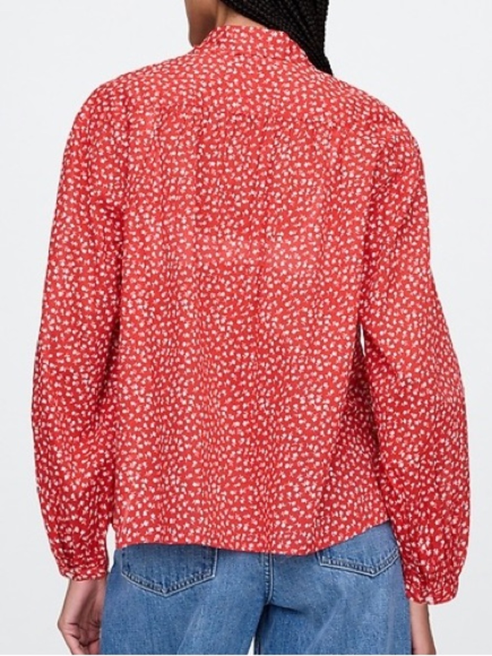 Gap Relaxed Button-Front Shirt, red floral print - Picture 2 of 9